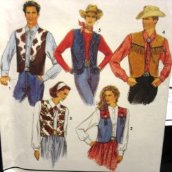 8274 SIMPLICITY UNISEX COUNTRY WESTERN TRIMMED VESTS PATTERN  LG-XL